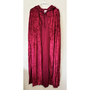 Burgundy Velvet Hooded Cape‎ Adult One Size Halloween Costume Cloak Goth